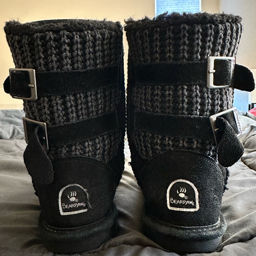 Bearpaw Black Knit Boots